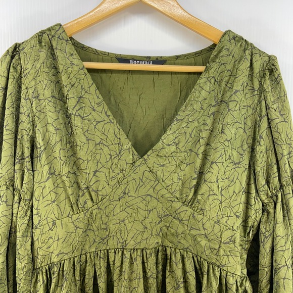 Disturbia Arda Virago Sleeve Mini Dress Olive Green Womens US 6 - Picture 5 of 13